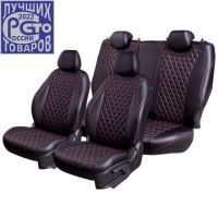 Чехлы Премиум Экокожа Байрон Ромб на Chevrolet Lacetti